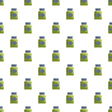 Pesto sauce jars seamless pattern design イラスト素材