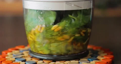 Pesto sauce making Stock Footage 237429300