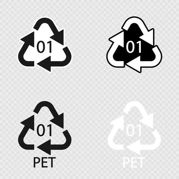 PET 01 recycling code symbol set. Stock-Illustration