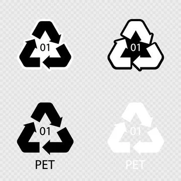 PET 01 recycling code symbol set. Stock Illustration
