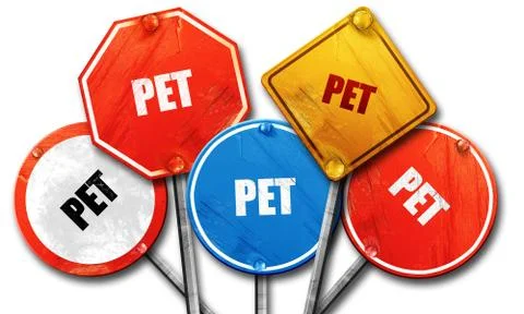 Pet, 3D rendering, rough street sign collection Illustrazione stock
