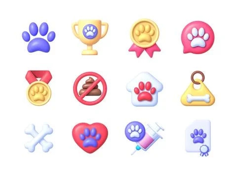 Pet 3d set, great design for any purposes. Vector illustration Stock Illustration