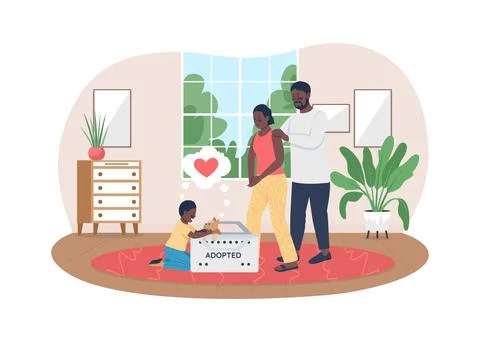 Pet adoption 2D vector web banner, poster Stock-Illustration