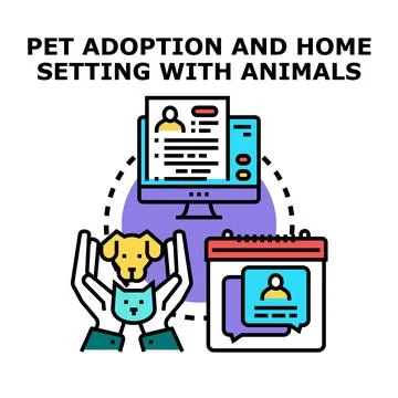 Pet adoption application process finding animal home Stock Illustration