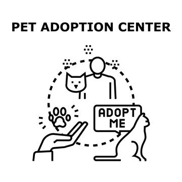 Pet adoption center concept vector icon illustration Stock Illustration