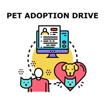 Pet adoption drive online application process concept Stock Illustration