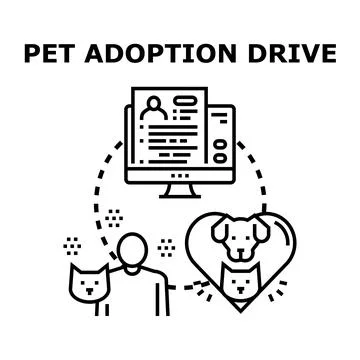 Pet adoption drive online application process concept Stock Illustration
