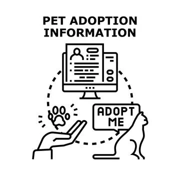Pet adoption information online application process helping animals Stock Illustration