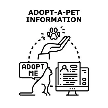 Pet adoption information online process concept Stock Illustration