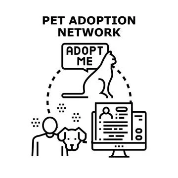 Pet adoption network finding new homes animals Stock Illustration