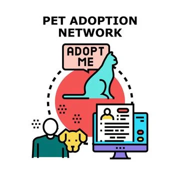 Pet adoption network finding new homes animals Stock Illustration
