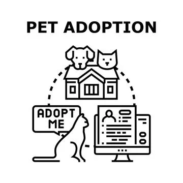 Pet adoption process for finding a new animal home Stock Illustration