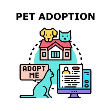 Pet adoption process for finding a new animal home Stock Illustration