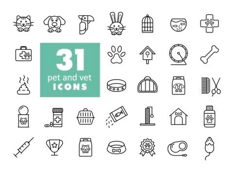 Pet and vet vector icon set Stock Illustration
