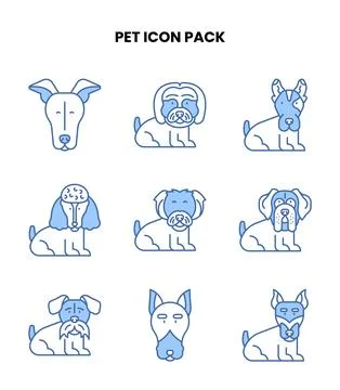 Pet Blue Icons Pack Stock Illustration