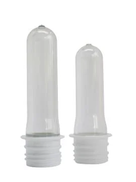 PET bottle preform on white background. Stock Photos