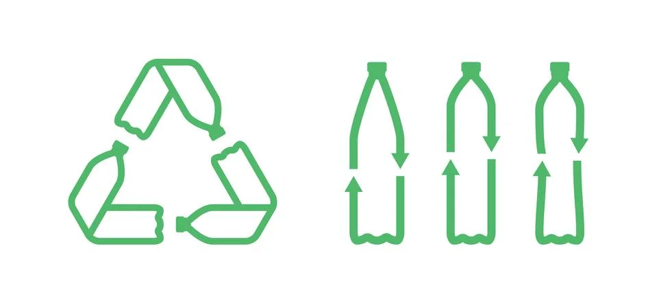 Pet bottles form mobius loop or recycling symbol with arrows Illustrazione stock