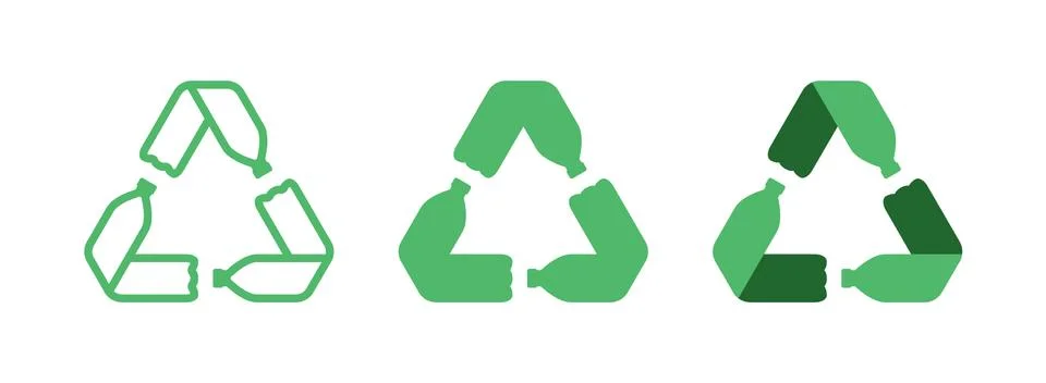 Pet bottles form mobius loop or recycling symbol with arrows. Stock Illustration