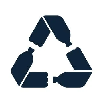 Pet bottles form mobius loop or recycling symbol with arrows. Stock Illustration