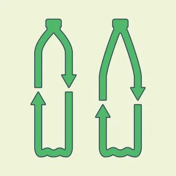 Pet bottles form mobius loop or recycling symbol with arrows. Illustrazione stock