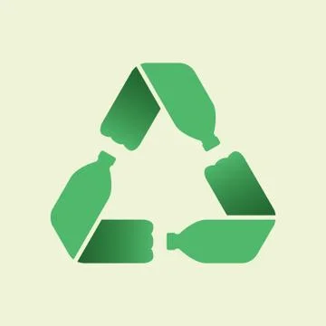 Pet bottles form mobius loop or recycling symbol with arrows. Stock Illustration