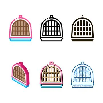 Pet cage icon vector simplified outline Stock Illustration