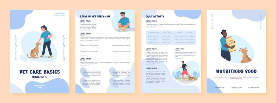 Pet care basics flat vector brochure template Stock Illustration