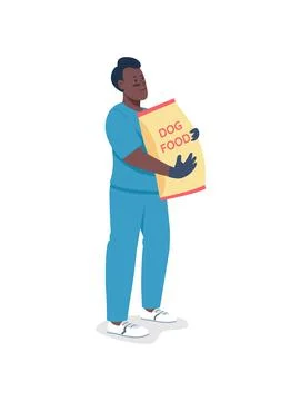 Pet care center african american worker flat color vector detailed character Stock Illustration
