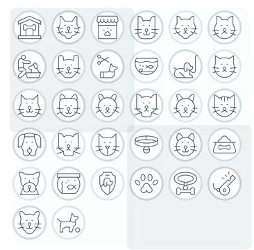 Pet Care Complete Vector Package with 32 High Resolution Thin Line Pixel Al.. 스톡 일러스트