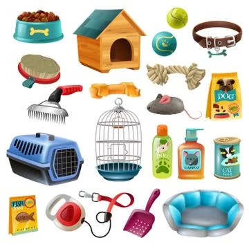 Pet Care Elements Set Stock Illustration