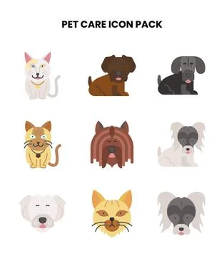 Pet Care Flat Bundle Icons Pack Ilustración de archivo