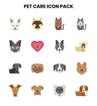 Pet Care Flat Graphics Icons Pack Stock Illustration