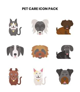Pet Care Flat UI Icons Pack Stock Illustration