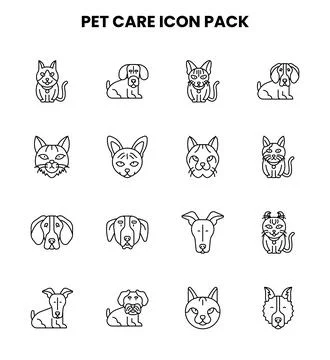 Pet Care Line Bundle Icons Pack Illustrazione stock