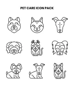 Pet Care Line Bundle Icons Pack 스톡 일러스트
