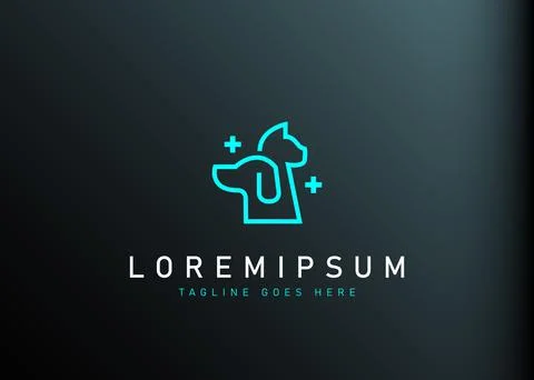 Pet care logo design. Vector illustration of Creative linear of dog and cat f 스톡 일러스트