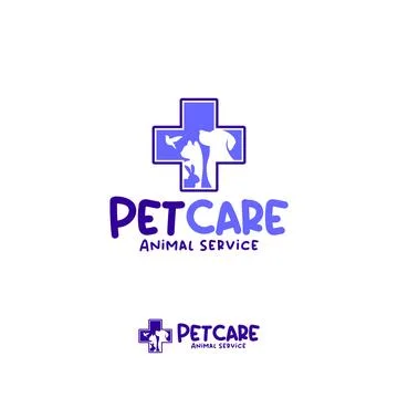 Pet care service with plus logo vector template. Modern pet care logo desig.. Stock Illustration