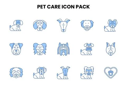 Pet Care Two Colour Design Icons Pack Stock Illustration