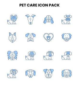 Pet Care Two Colour UI Icons Pack Stock Illustration