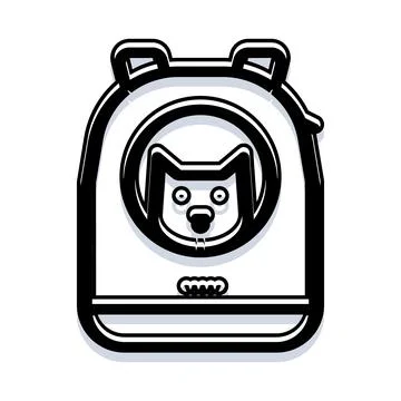 Pet carrier backpack with cat icon looking out Stock Illustration