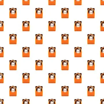Pet carrier backpack pattern with cartoon dog Stock Illustration