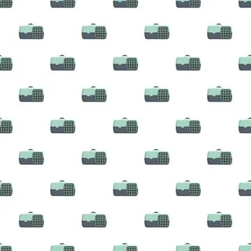 Pet carrier seamless pattern for animal travel and transport Stock Illustration