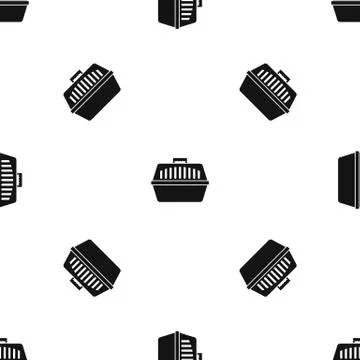Pet carry case pattern seamless black Stock Illustration