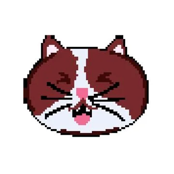 Pet cat face pixel art vector illustration Stock Illustration