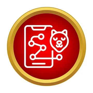 Pet cat tracking application icon on smartphone Stock Illustration