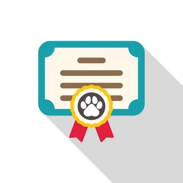 Pet certificate showing training completion and veterinary approval Stock Illustration