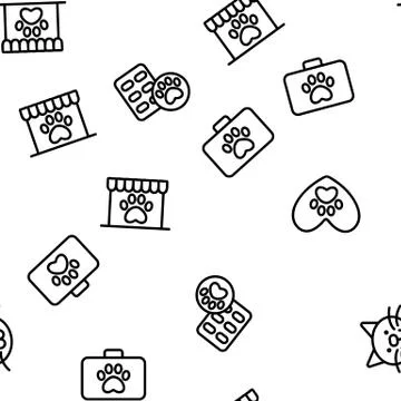 Pet Clinic Veterinary Vector Seamless Pattern 스톡 일러스트