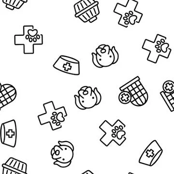 Pet Clinic Veterinary Vector Seamless Pattern Illustrazione stock