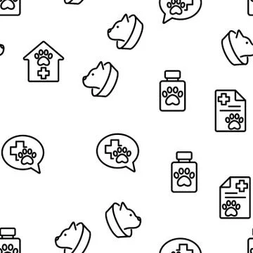 Pet Clinic Veterinary Vector Seamless Pattern Stock Illustration