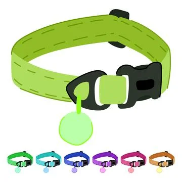 Pet collar with blank id tag for dog or cat graphic Stock Illustration